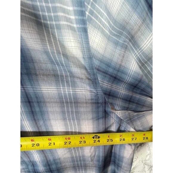 Van Heusen Mens Essential Shadow Plaid Long Sleeve Button-Down Shirt Blue - Picture 5 of 14